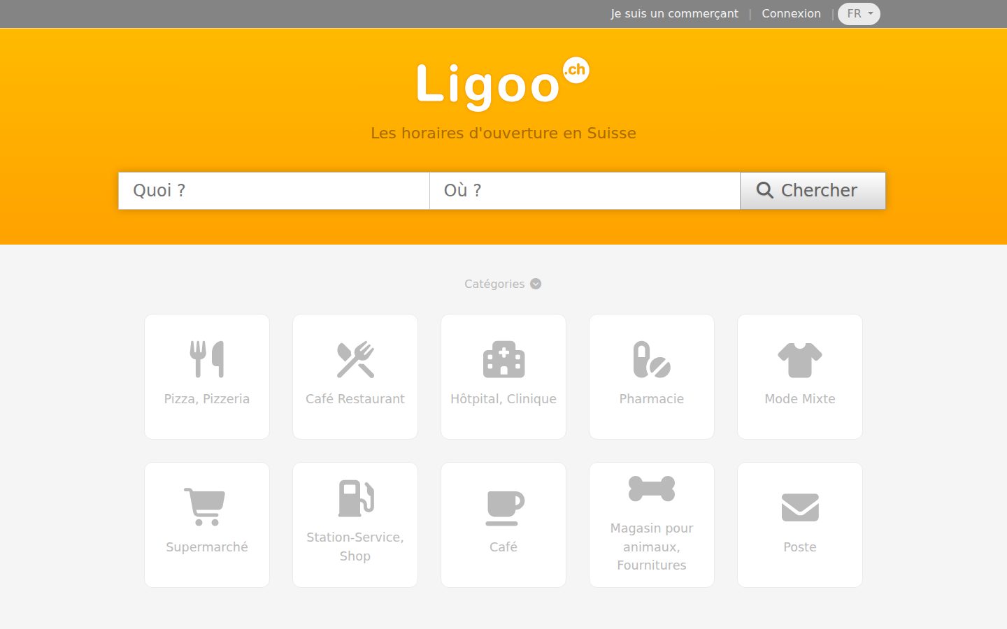 Ligoo.ch: Le premier annuaire des horaires d’ouverture en Suisse : commerces, services, administrations, avec adresses et numéros de téléphone.