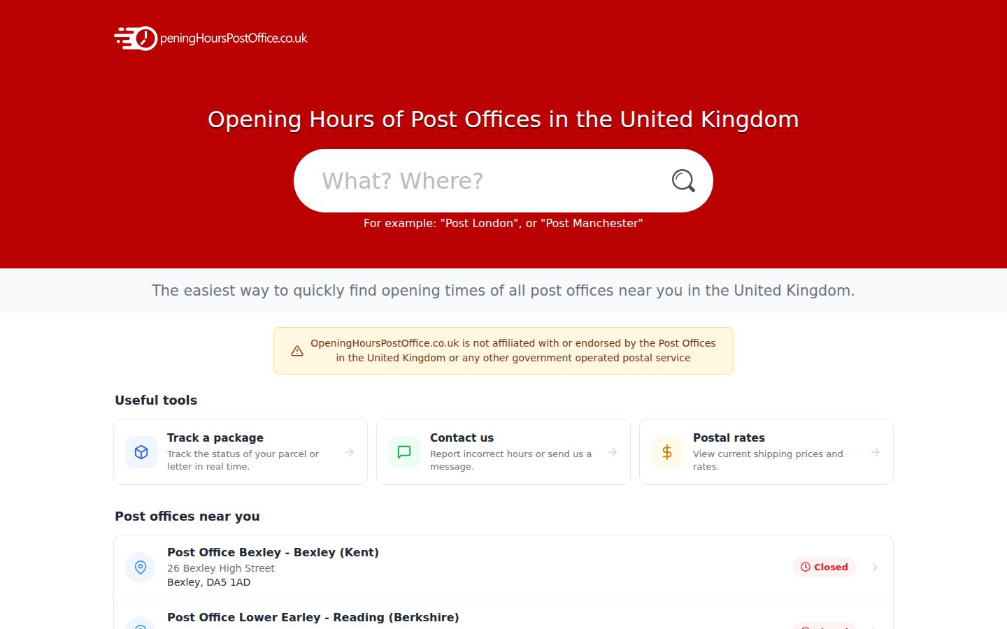 Opening Hours Post Office: Les horaires d’ouverture de tous les bureaux de poste du Royaume-Uni.